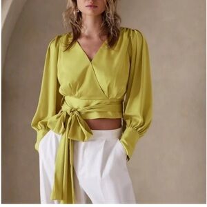 Banana Republic Chartreuse Tie-Waist Blouse